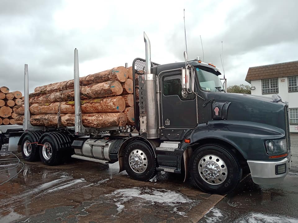 Photo of logging truck that has been freshly cleaned